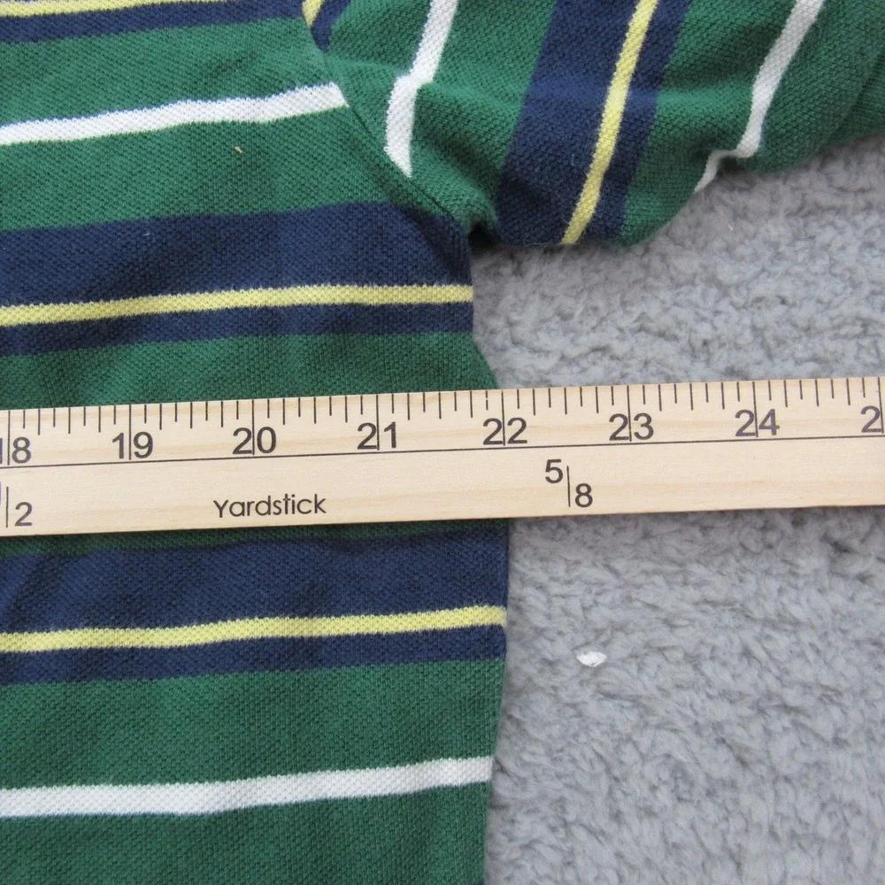 Polo Ralph Lauren Men's Striped Green Navy Yellow Short Sleeve Polo Shirt Size L